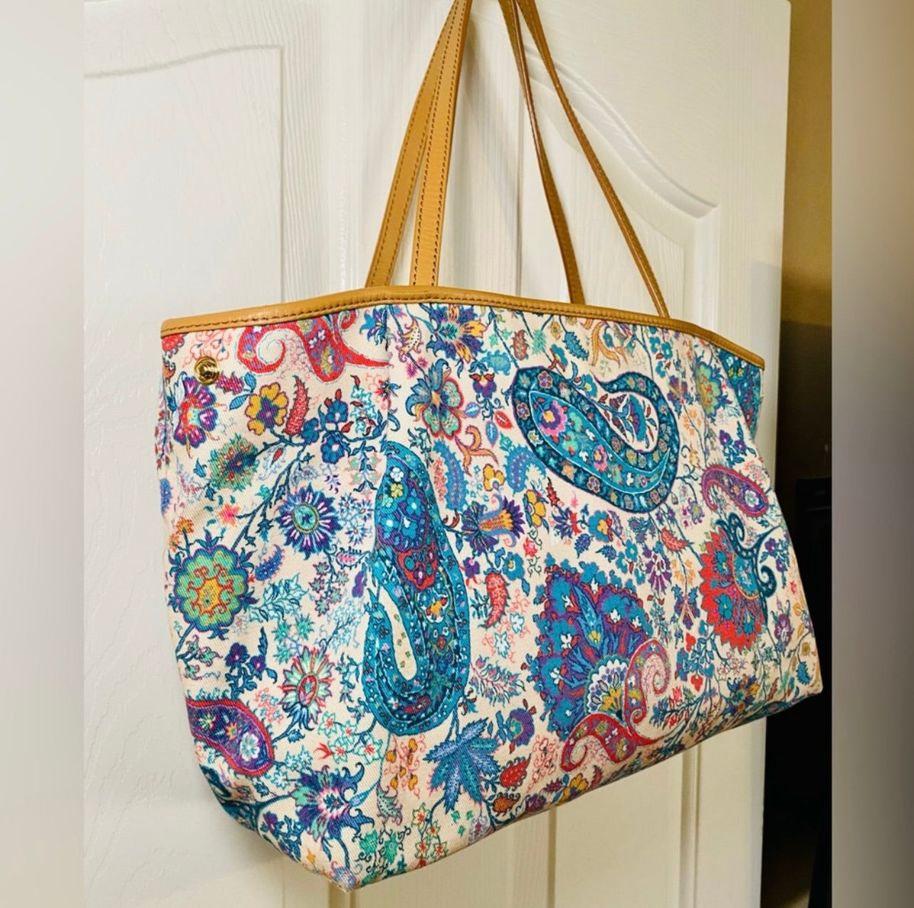 Etro Paisley Print Canvas Tote Bag