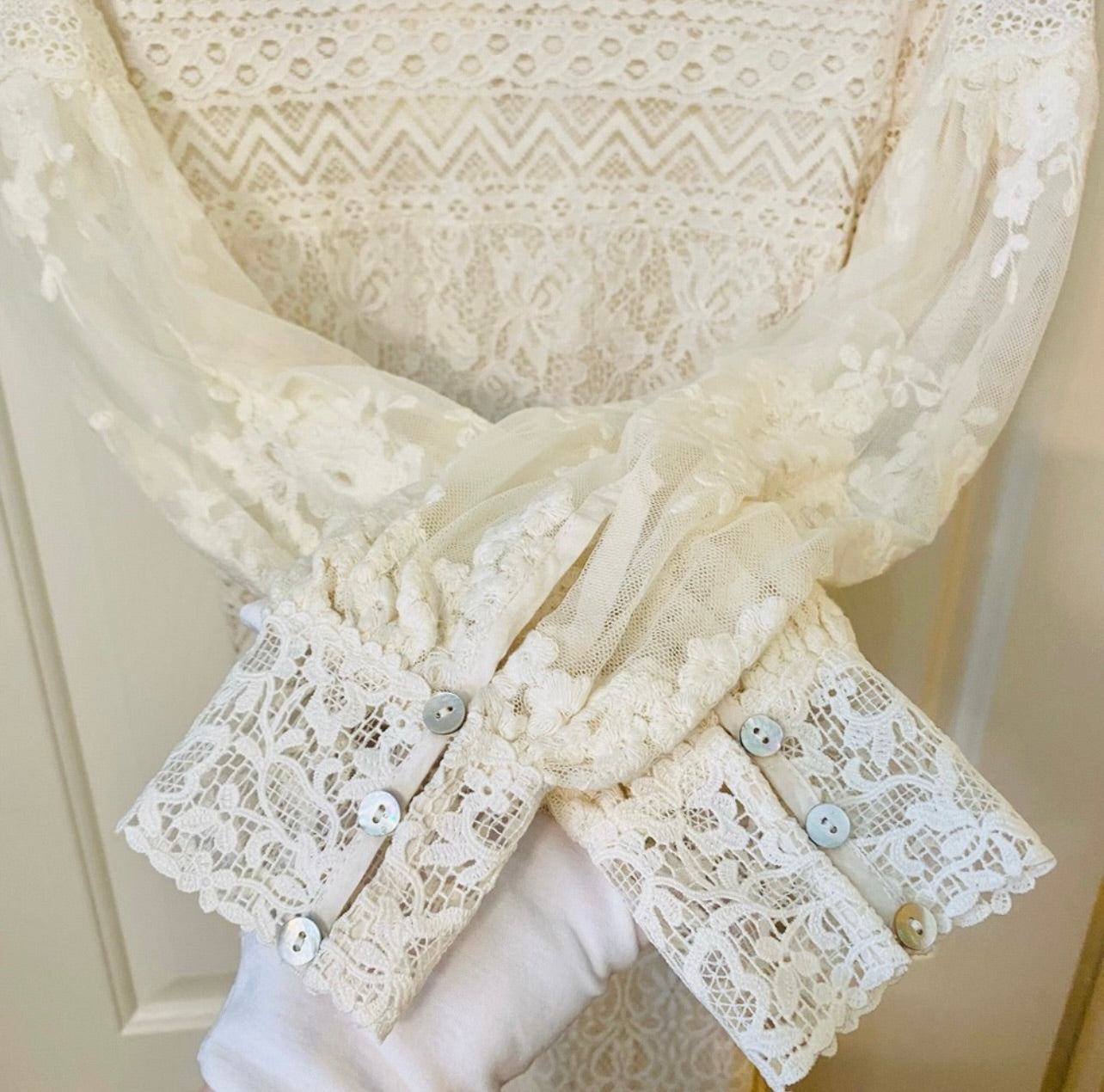 New Spell & the Gypsy Collective Cream Dawn Lace Belted Midi Dress