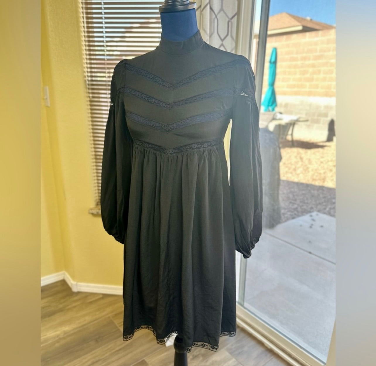 Zimmermann Black Silk Chevron Lace Mini Dress