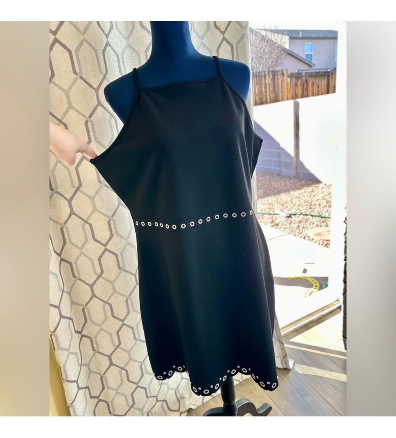 New Micheal Kors Black Studded Scallop Dress