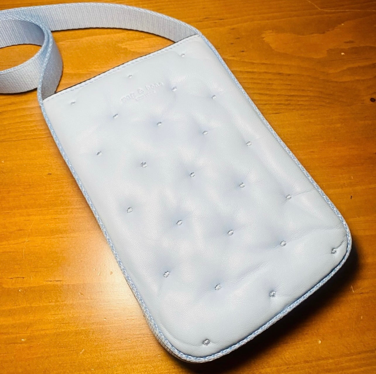 New Rag & Bone Riser Light Blue Leather Crossbody Phone Pouch