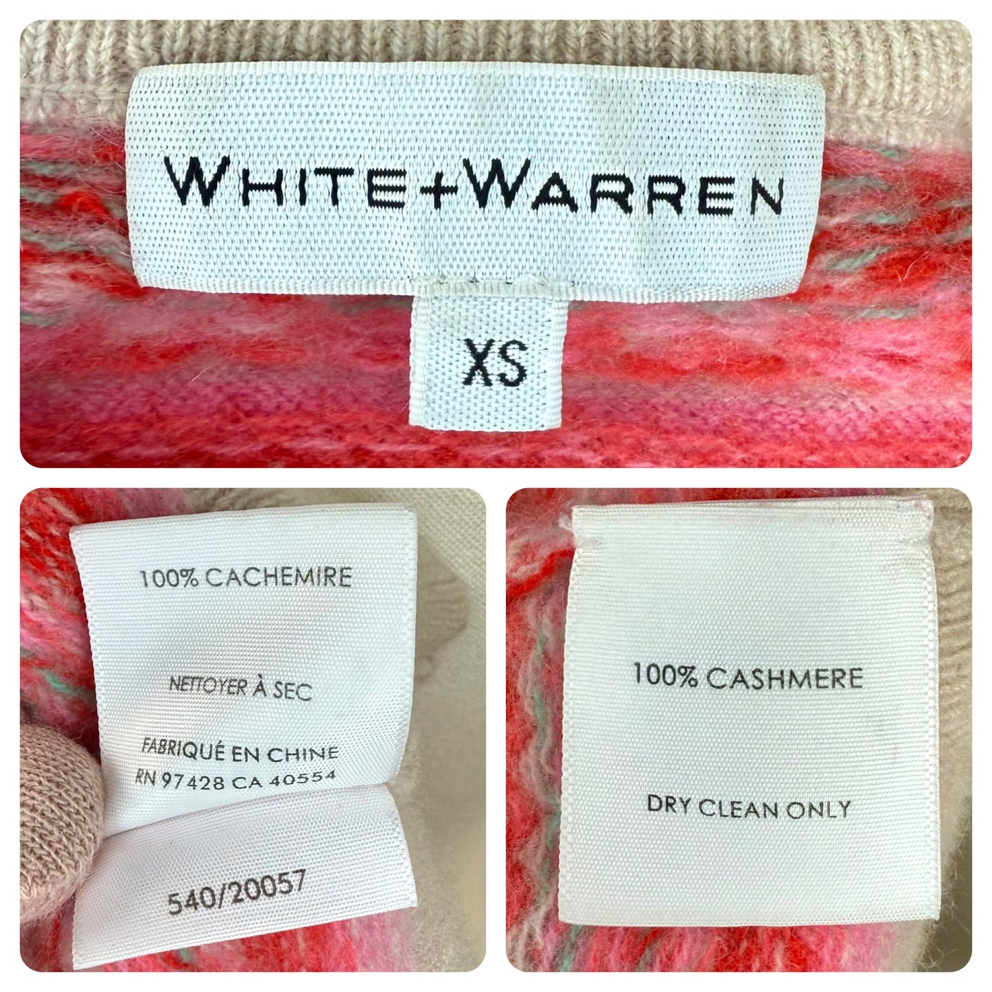 EUC White + Warren Cashmere Fair Isle Crewneck Sweater